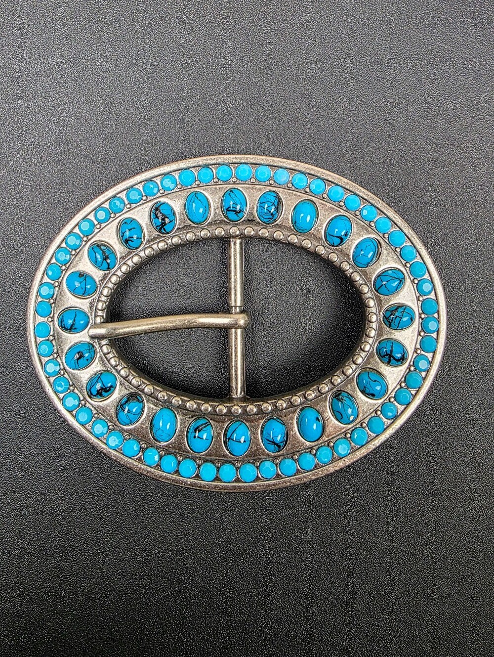 Turquoise Oval Western-Style Belt Buckle